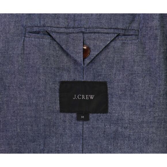 J Crew Men's Iridescent Denim Blue Cotton Patch Pocket Blazer Jacket Medium - Picture 8 of 9